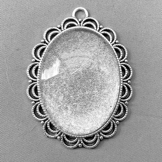 Memory Pendant Tray Setting Lace Oval Glass Cab 54x40mm Q4 Sets Per Pkg