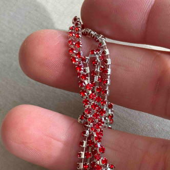 2mm Rhinestone Cup Chain Light Siam Silver Plated Q8 Feet Per Pkg