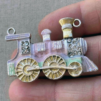 Sugarplum Express Christmas Train Pendant Artisan Rhinestone Pink Holiday Per Pc