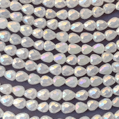 Alabaster AB 4mm Faceted Onion Chinese Crystal Glass Beads per Strand