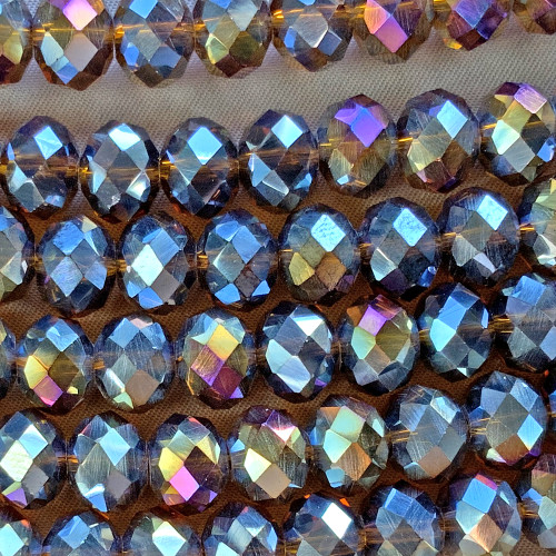Hickory AB 10x8mm Faceted Rondelle Chinese Crystal Glass Beads Per Strand