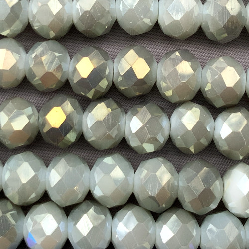 Mica Satin 10x8mm Faceted Rondelle Chinese Crystal Glass Beads Per Strand