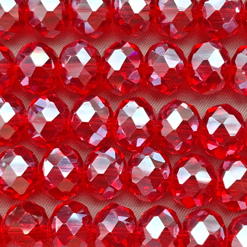 Maraschino Satin 10x8mm Faceted Rondelle Chinese Crystal Glass Beads Per Strand