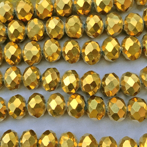 Aurum 10x8mm Faceted Rondelle Chinese Crystal Glass Beads Per Strand