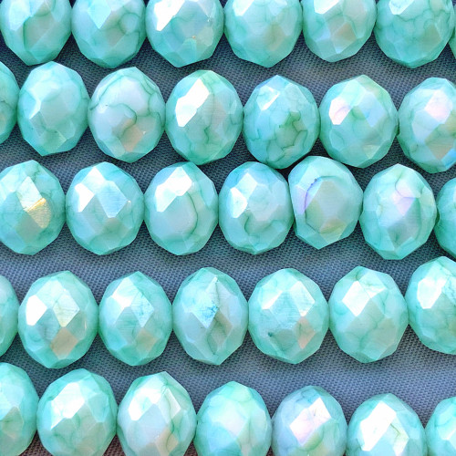 Robins Egg Blue Patina Luster 10x8mm Faceted Rondelle Chinese Crystal Glass Beads Per Strand