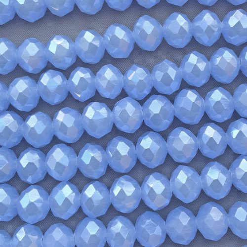 Periwinkle Satin 10x8mm Faceted Rondelle Chinese Crystal Glass Beads Per Strand