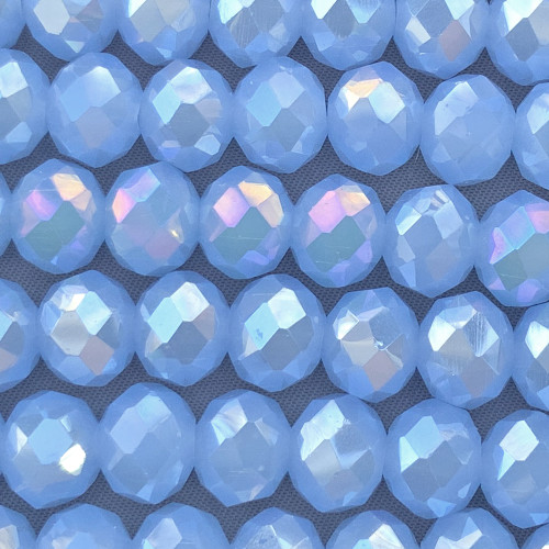 Periwinkle AB 10x8mm Faceted Rondelle Chinese Crystal Glass Beads Per Strand
