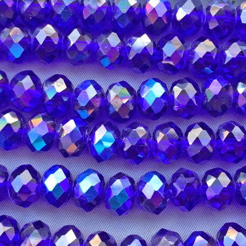Navy Blue Starlight 10x8mm Faceted Rondelle Chinese Crystal Glass Beads Per Strand
