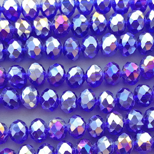 Navy Blue AB 10x8mm Faceted Rondelle Chinese Crystal Glass Beads Per Strand