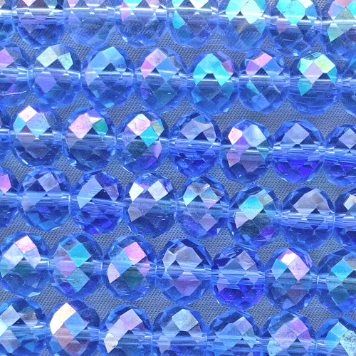 Light Sapphire Starlight 10x8mm Faceted Rondelle Chinese Crystal Glass Beads Per Strand