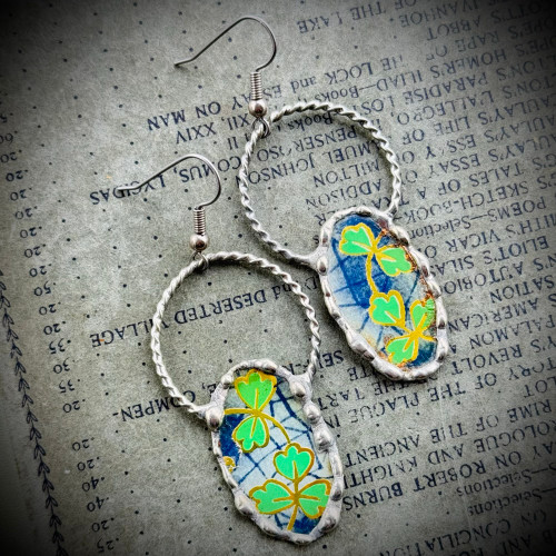 Clover Soldered Tin Earrings Artisan Made in the USA Per Pair