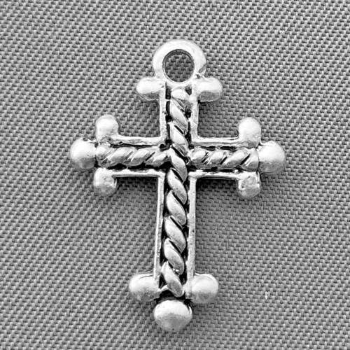 Rope Cross Charms 20x15mm Antique Silver Plated Alloy Q4 Per Pkg