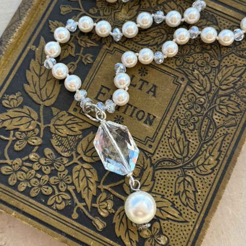 Glass Slipper Pearl Necklace Hand Knotted Artisan Made Per Pc