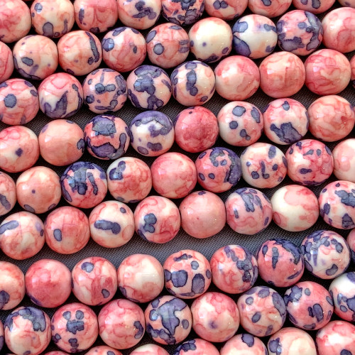 Denim Peony Rainflower Tiger Stone Round Ball 8mm Synthetic Semi Precious Beads Per Strand