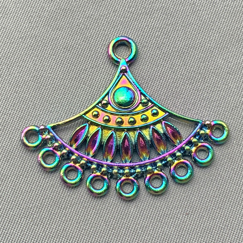 Boho Fan 10 Loop Chandelier Links 29x36mm Peacock Multicolor Electroplated Alloy Q4 Per Pkg