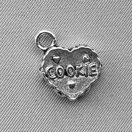 Cookie Heart Charms 15x12mm Antique Silver Plated Alloy Q6 Per Pkg