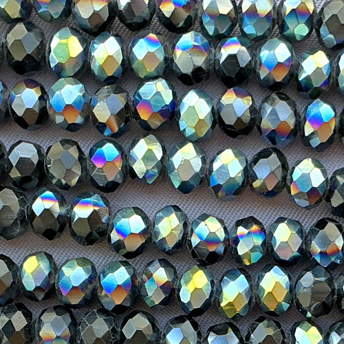 Jet Astral Teal 6x4mm Rondelle Chinese Crystal Glass Beads Per Strand