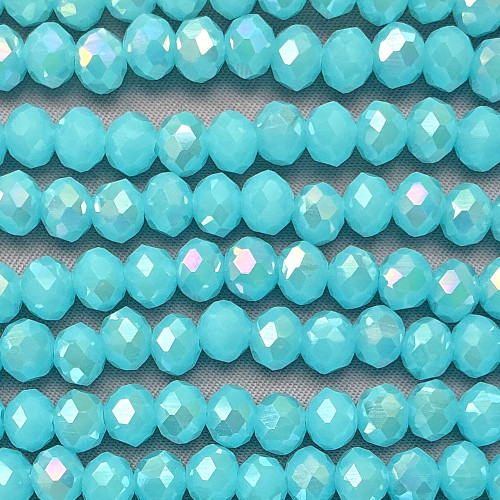 River Blue AB 6x4mm Rondelle Chinese Crystal Glass Beads Per Strand