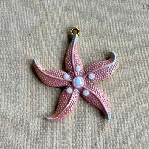 Sprinkles Starfish Sea Star Pendant Hand Painted Patina Per Pc