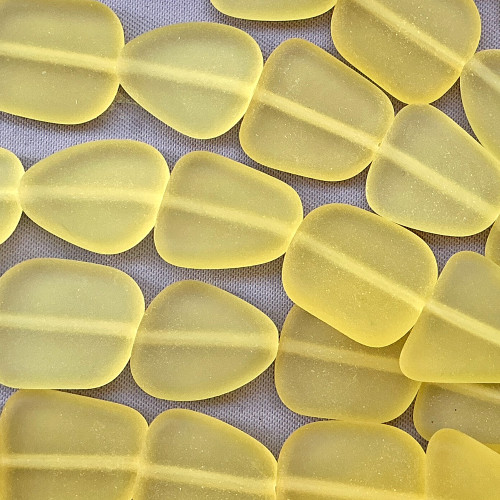 Lemon Small Flat Nugget 13-16mm Sea Glass Beads Per Strand