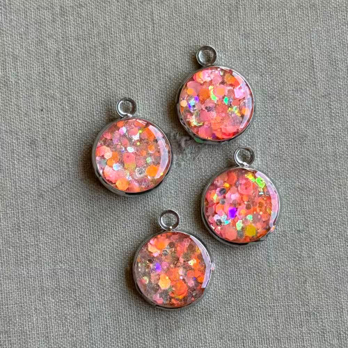 17x14mm Sunset Stars Glitter Resin Charms Antique Silver Plated 4Pcs Per Pkg