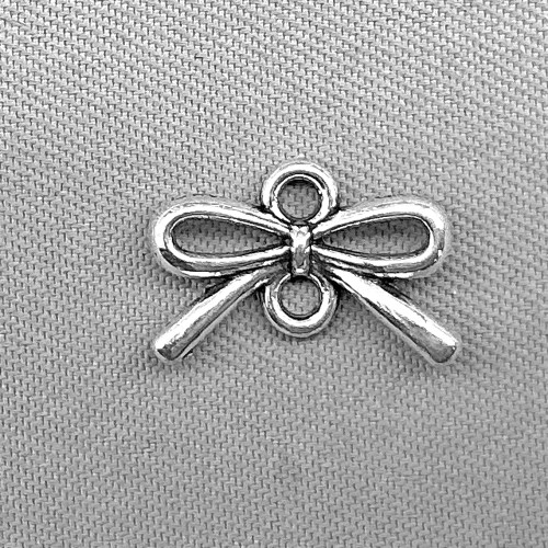 Ribbon Bow 2 Loop Links 8x13mm Antique Silver Plated Alloy Q50 Per Pkg