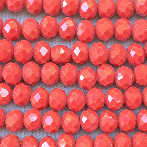 Vintage Vermilion 8x6mm Faceted Rondelle Chinese Crystal Glass Beads Per Strand