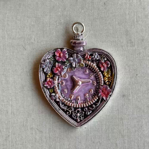 59x44mm Angela Tale As Old As Time Pendant Steampunk Flower Heart Pocket Watch Artisan Painted Per Pc