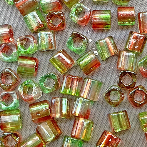 TOHO Hybrid Dual Coated Peach Pear 4mm Cube Glass Seed Beads Per Tube