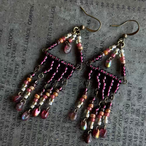 Bedazzle Boho Geometry Chandelier Earrings Artisan Made in the USA Per Pair