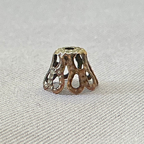 Filigree Cone Bead Caps 6x4.5mm Antique Copper Plated Iron Q100 Per Pkg