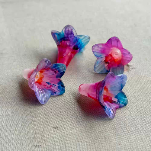 Rollerblade Artisan Lucite Acrylic Flower Trumpet Beads 22mm Hand Painted Q4 Per Pkg
