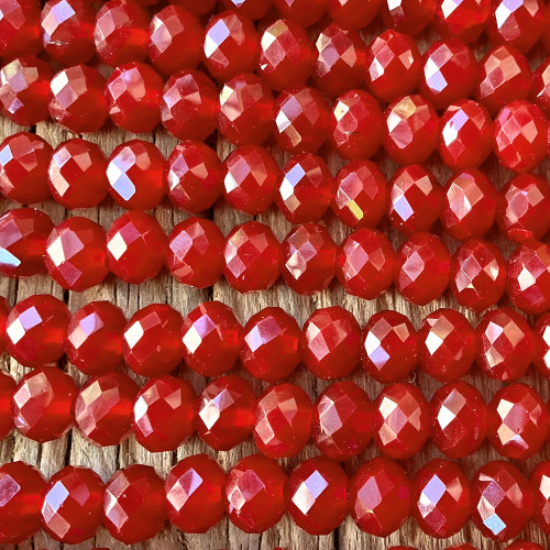 Garnet Opal 8x6mm Faceted Rondelle Chinese Crystal Glass Beads Per Strand