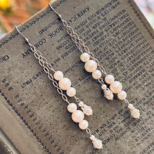 Pearls of Elegance Earrings Silver Artisan Made in the USA Per Pair