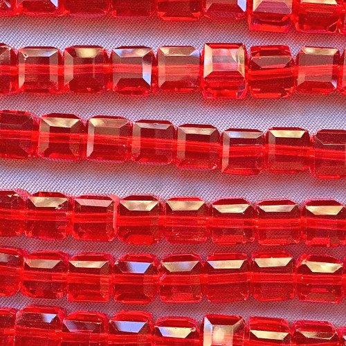 Maraschino 8mm Faceted Cube Chinese Crystal Glass Beads Per Strand