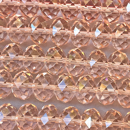 Rosy Posy 12x8mm Faceted Rondelle Chinese Crystal Glass Beads per Strand