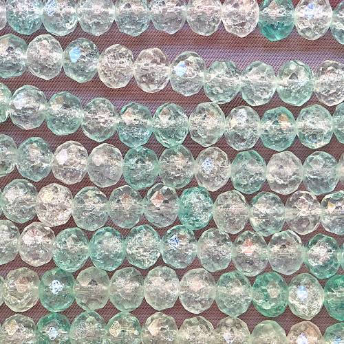 Seafoam Crackle 8x6mm Faceted Rondelle Chinese Crystal Glass Beads Per Strand