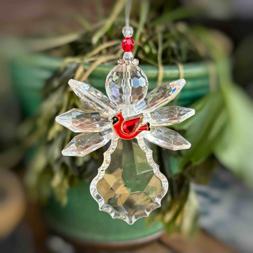 Winged Angel Cardinal Ornament Acrylic 4.5 Inch Per Pc