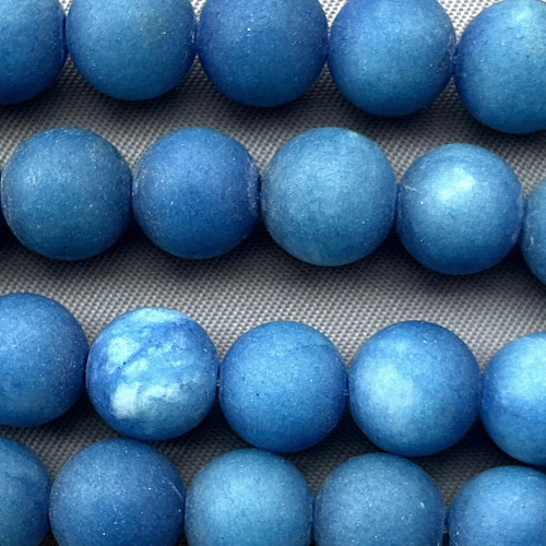 Matte Sapphire 8mm Round Dyed Jade Semi-Precious Beads Per Strand