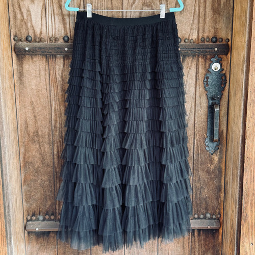 Black Ruffled Easy To Love Skirt One Size Jaded Gypsy