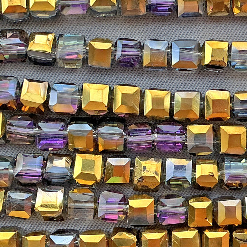 Aurum Eclipse 4mm Faceted Cube Chinese Crystal Glass Beads Per Strand