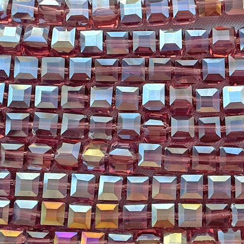 Wineberry AB 4mm Faceted Cube Chinese Crystal Glass Beads Per Strand