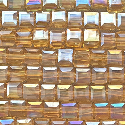 Wheat AB 4mm Faceted Cube Chinese Crystal Glass Beads Per Strand