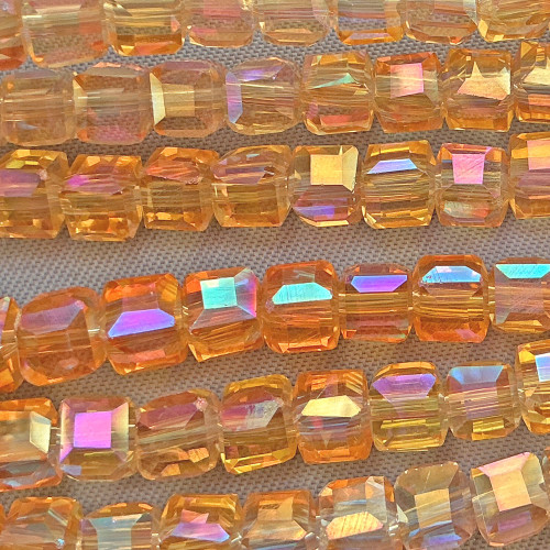 Astral Tangelo 4mm Faceted Cube Chinese Crystal Glass Beads Per Strand