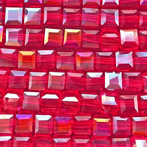 Red AB 4mm Faceted Cube Chinese Crystal Glass Beads Per Strand