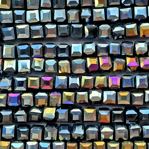 Gunmetal Nebula 4mm Faceted Cube Chinese Crystal Glass Beads Per Strand