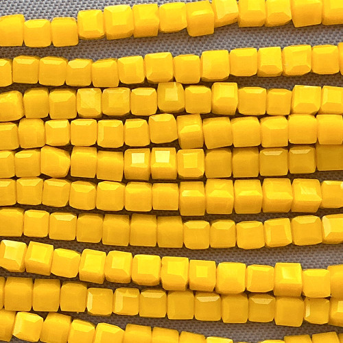 Sunny Yellow 2mm Cube Chinese Crystal Glass Beads Per Strand
