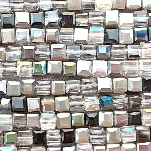 Black Tie Mix 2mm Cube Chinese Crystal Glass Beads Per Strand
