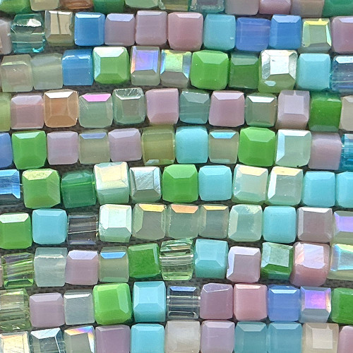 Meadow Mix 2mm Cube Chinese Crystal Glass Beads Per Strand