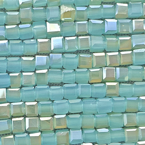 Turquoise Opalite Champagne 2mm Cube Chinese Crystal Glass Beads Per Strand